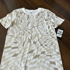 Adidas White and Tan Optical Illusion Tee